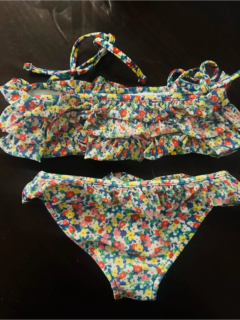 Girl’s Ralph Lauren Floral Ruffle Two-Piece Bikini - Size 5